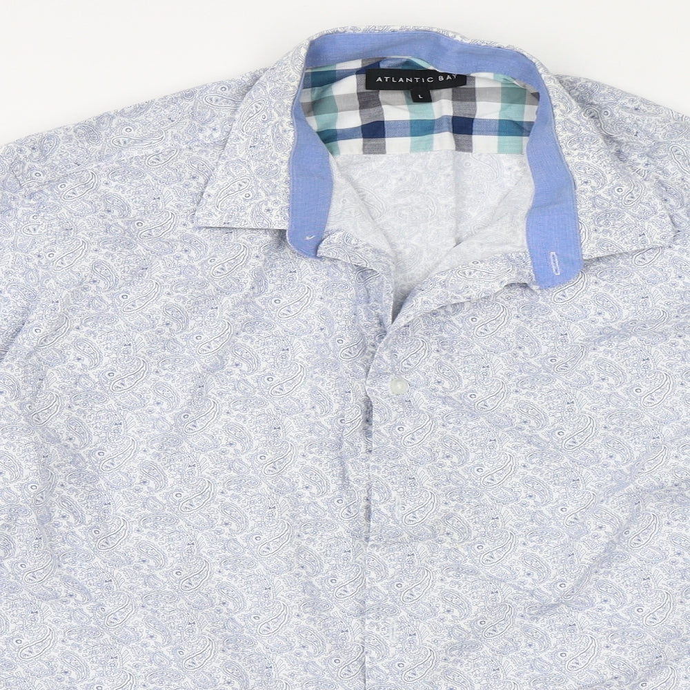 Atlantic Bay Mens Blue    Button-Up Size L