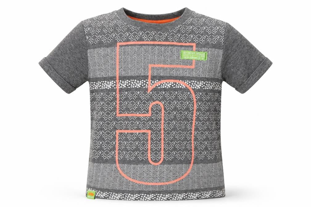 Front view of Preworn boys’ grey basic t-shirt, size 3, years