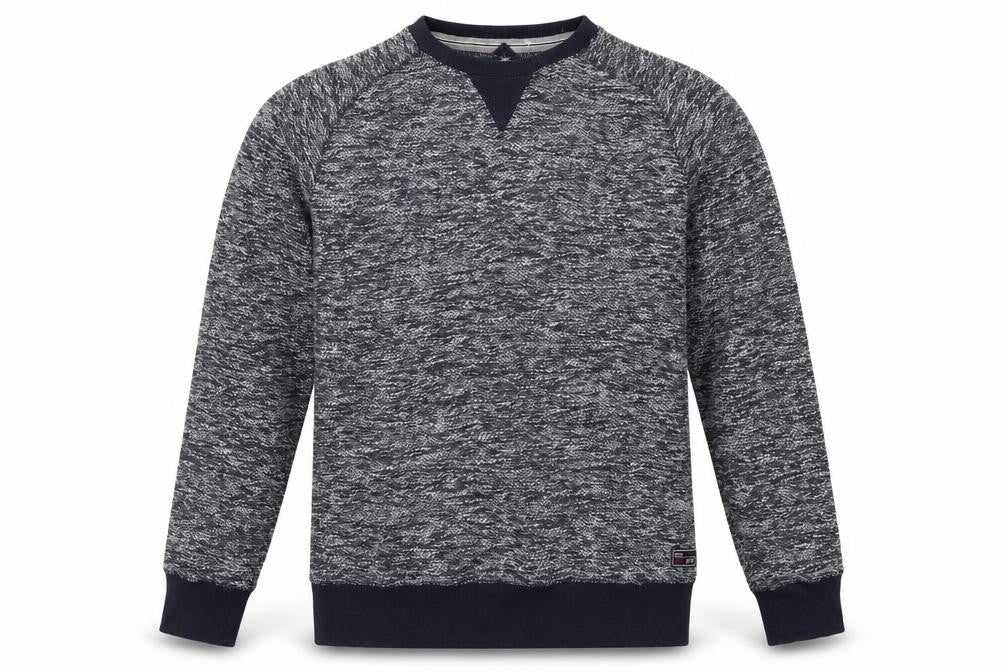 Front view of Easy men’s blue pullover sweatshirt, size S