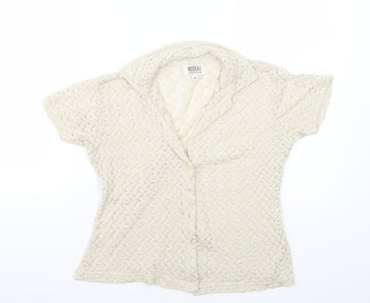 Nouveau Edition Womens Beige   Basic Button-Up Size M