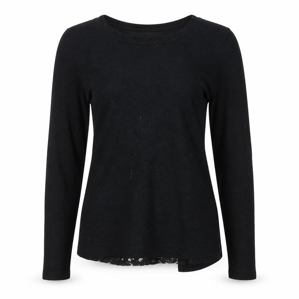 Front view of Dorothy Perkins women’s black basic t-shirt, size UK 10