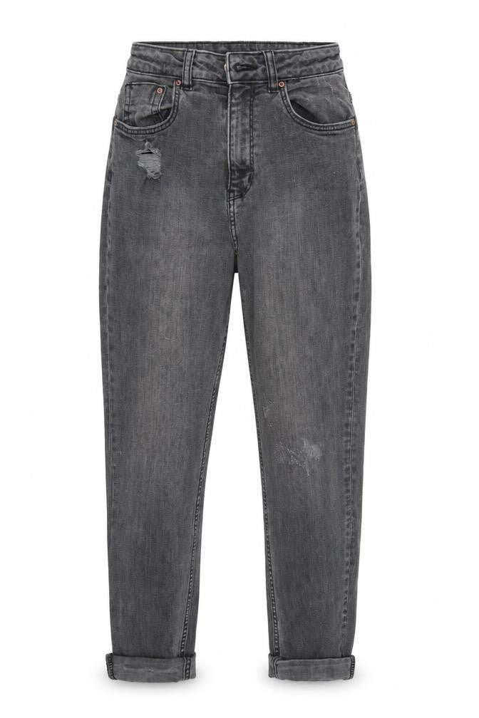 Front view of H&M women’s black straight jeans, size UK 6, 25-inch leg