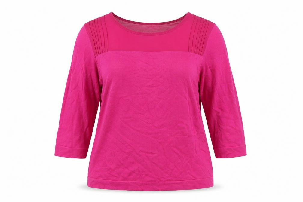 Front view of Per Una women’s pink jumper, size UK 18