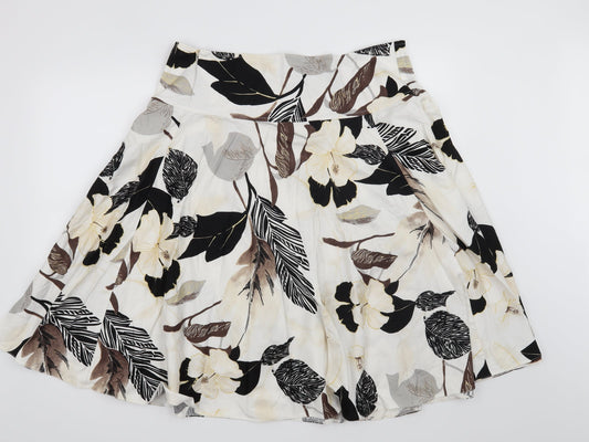 Fosby Womens White Floral  A-Line Skirt