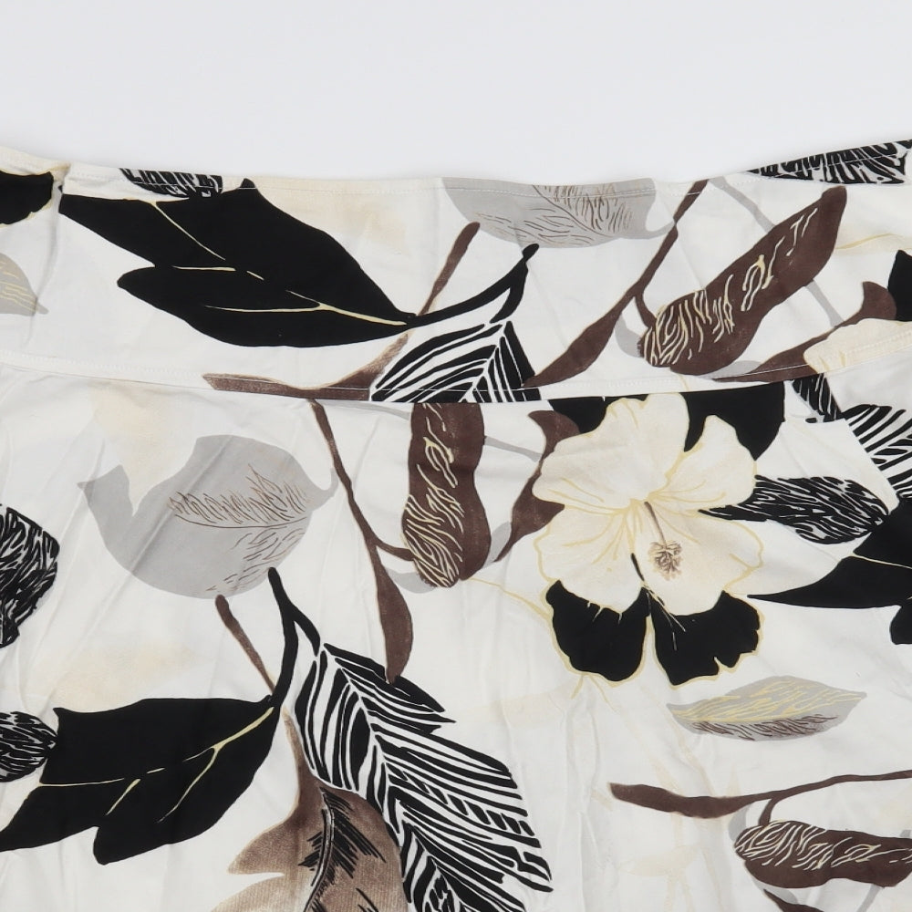 Fosby Womens White Floral  A-Line Skirt