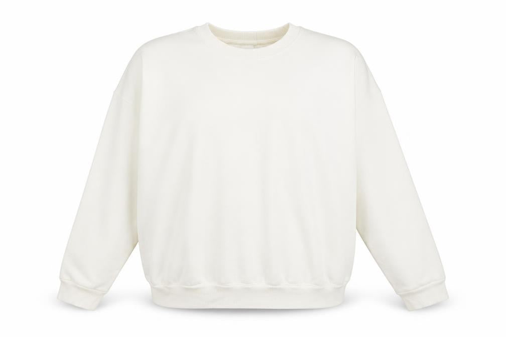 Front view of H&M women’s white pullover sweatshirt, size 2XL