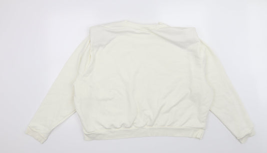 H&M Womens White   Pullover Sweatshirt Size 2XL
