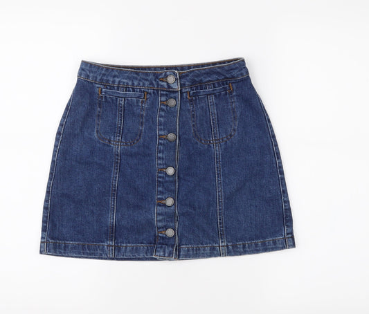 Topshop Womens Blue  Denim A-Line Skirt Size 8