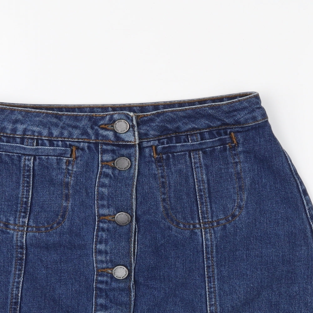 Topshop Womens Blue  Denim A-Line Skirt Size 8