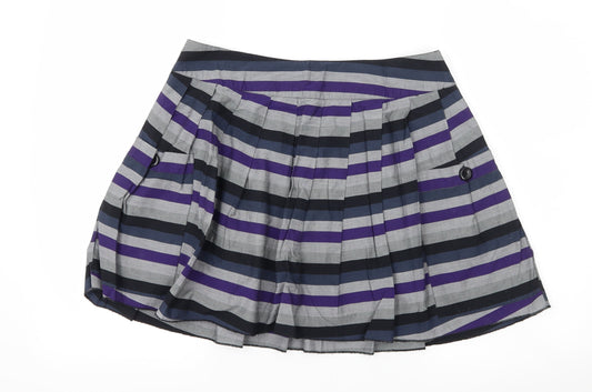 XX Womens Grey Striped  Pleated Skirt Size 10