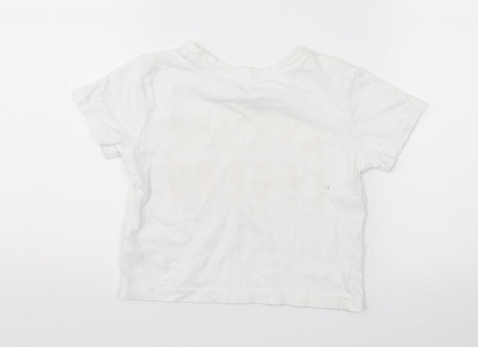 Primark Boys White   Basic T-Shirt Size 18-24 Months  - slogan