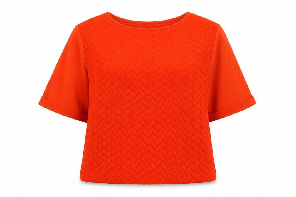 Front view of H&M women’s orange striped jersey jumper, size M