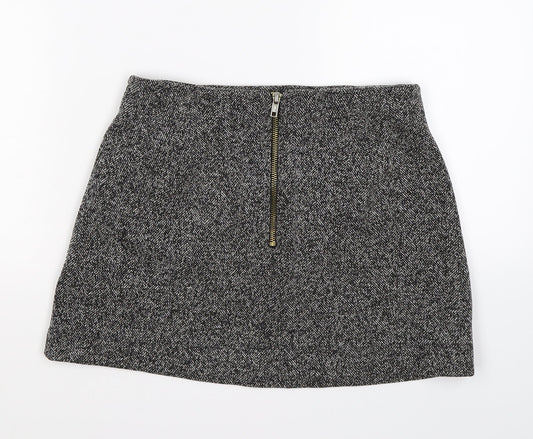 Topshop Womens Grey  Knit A-Line Skirt Size 8