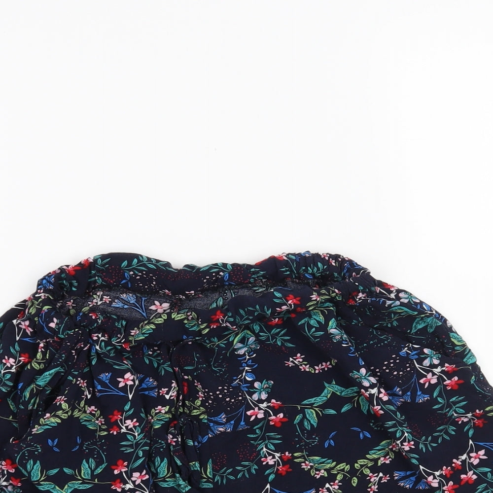 Preworn Womens Black Floral  Paperbag Shorts Size M
