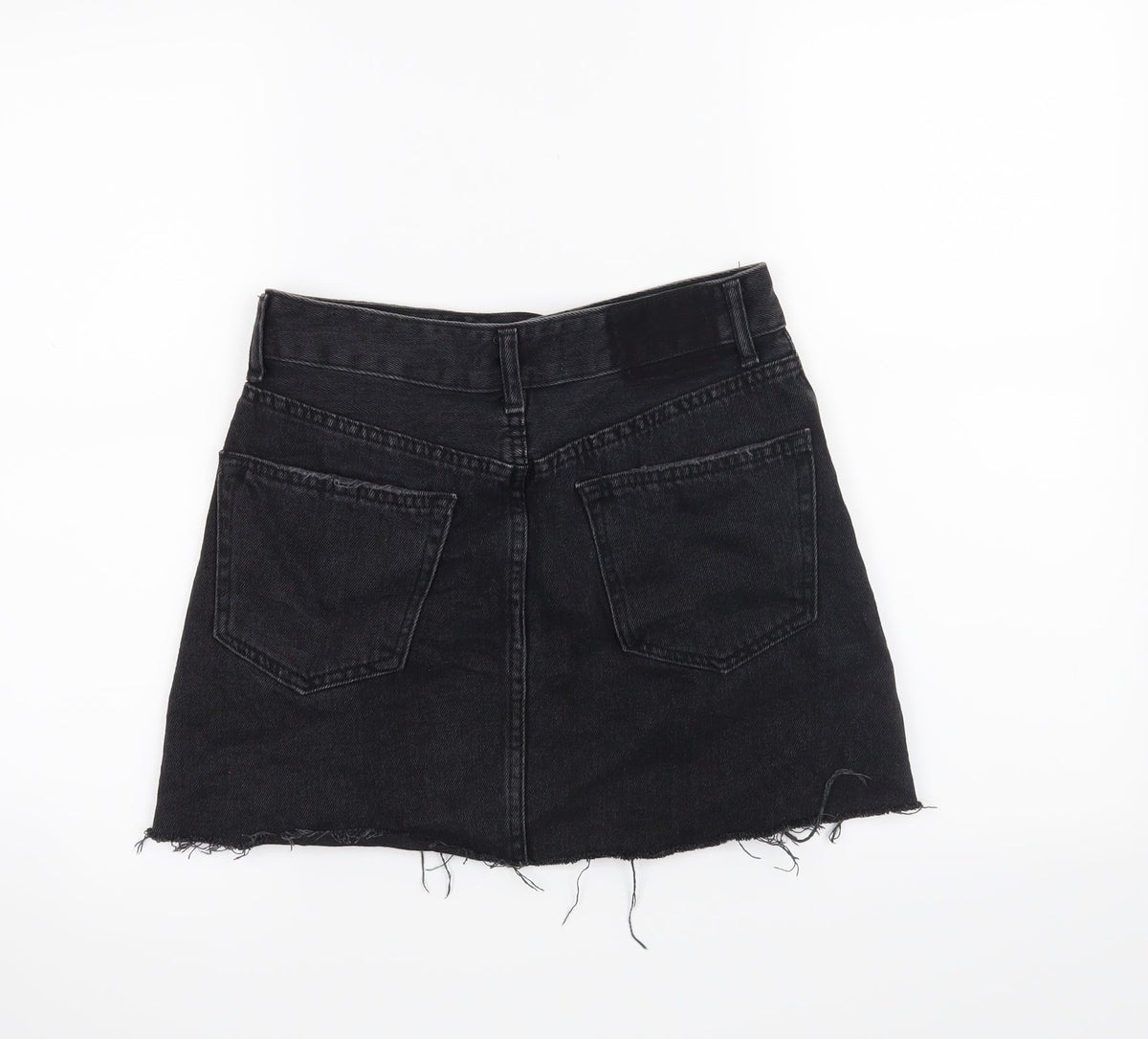 Back view of Bershka women’s black mini skirt, size UK 8