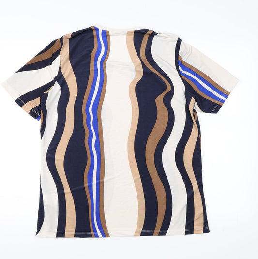 Damart Womens Brown Striped  Basic T-Shirt Size 14