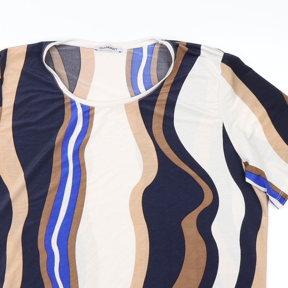 Damart Womens Brown Striped  Basic T-Shirt Size 14