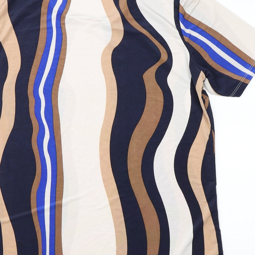 Damart Womens Brown Striped  Basic T-Shirt Size 14