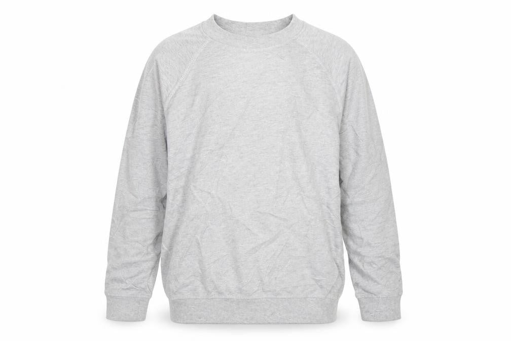 Front view of Oodji men’s grey pullover sweatshirt, size S