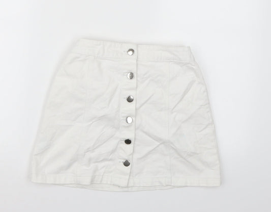 Divided by H&M Womens White  Denim A-Line Skirt Size 6