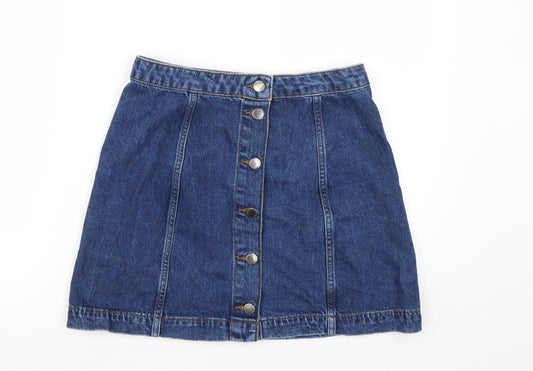 Topshop Womens Blue  Denim A-Line Skirt