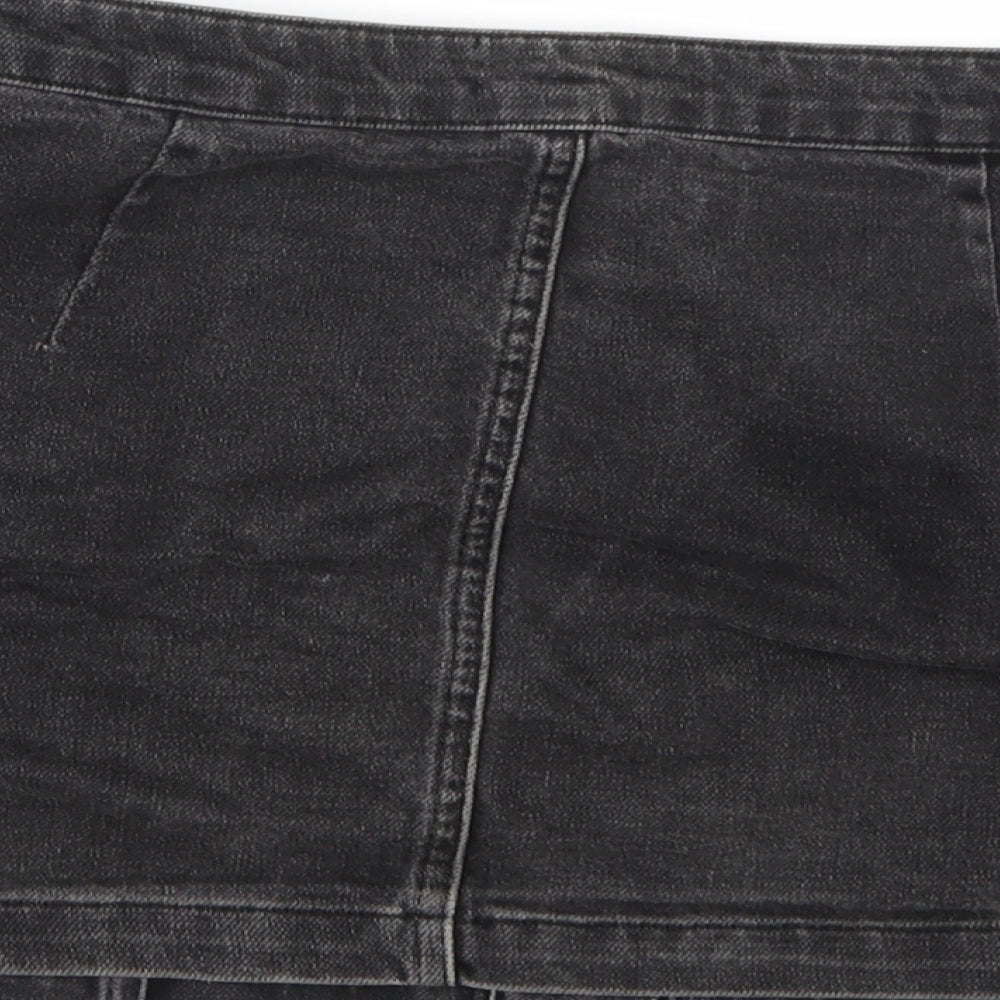 Topshop Womens Black  Denim A-Line Skirt Size 8