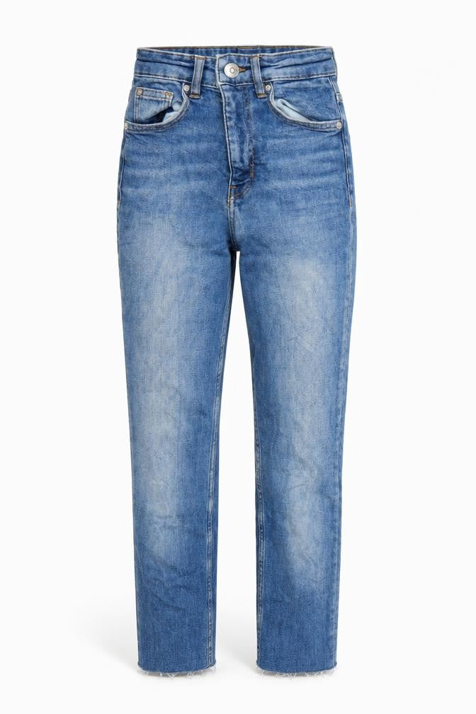 Front view of Divided by H&M women’s blue denim skinny jeans, size UK 6, 24-inch leg