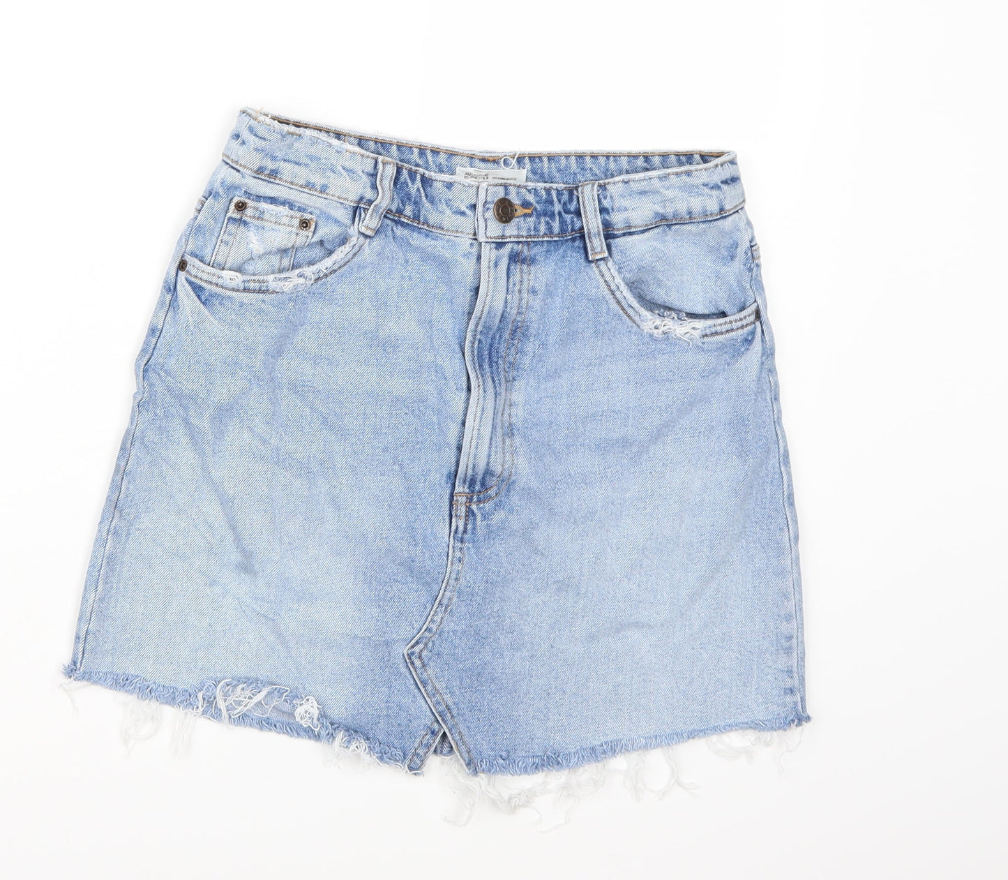 Preworn Womens Blue  Denim A-Line Skirt