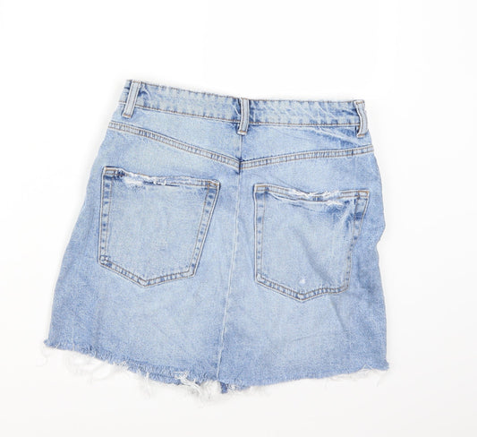Preworn Womens Blue  Denim A-Line Skirt