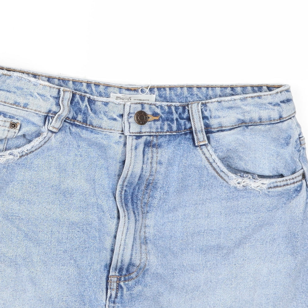 Preworn Womens Blue  Denim A-Line Skirt