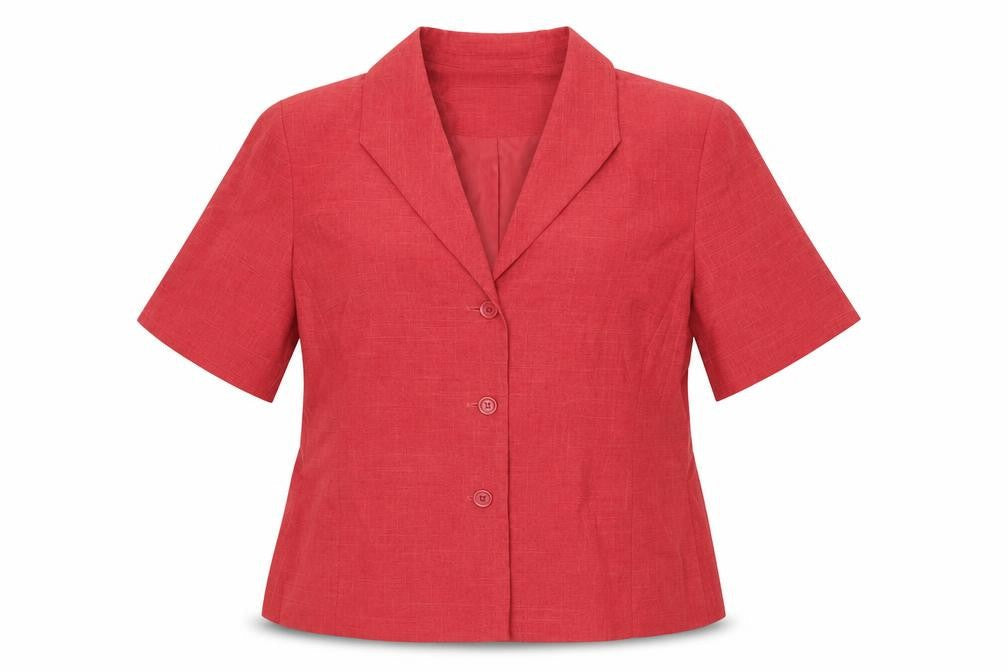 Front view of Isabelle women’s pink jacket suit jacket, size UK 18