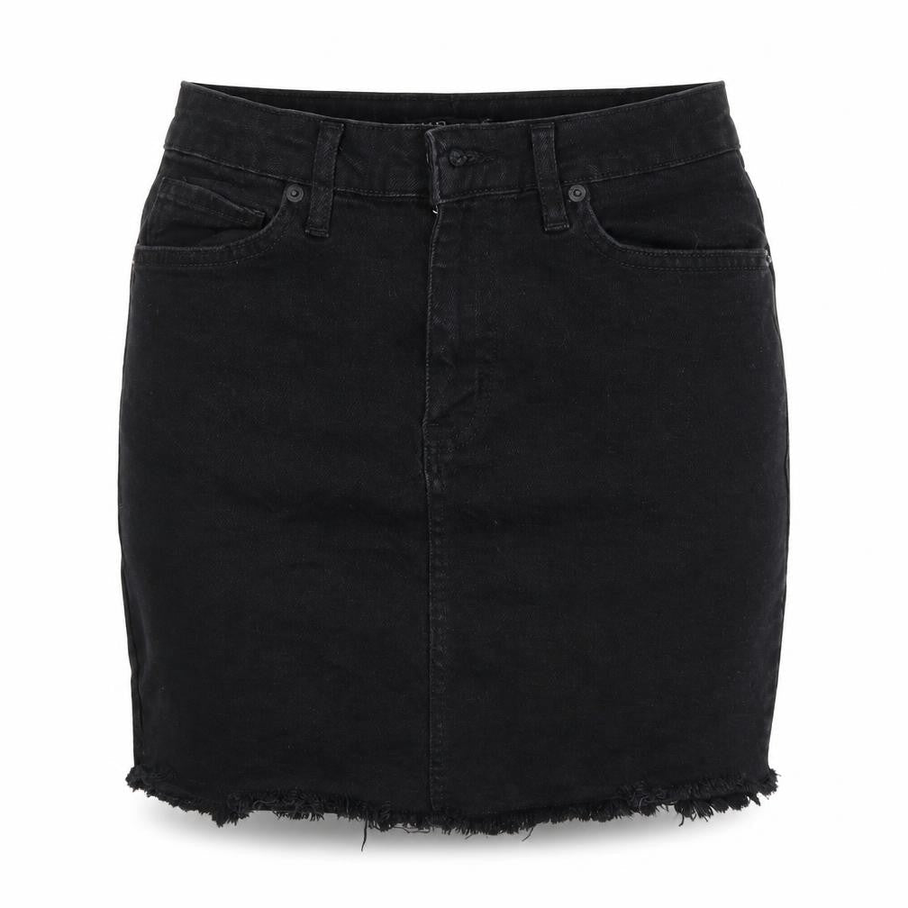 Front view of Nasty Gal women’s black mini skirt, size UK 8