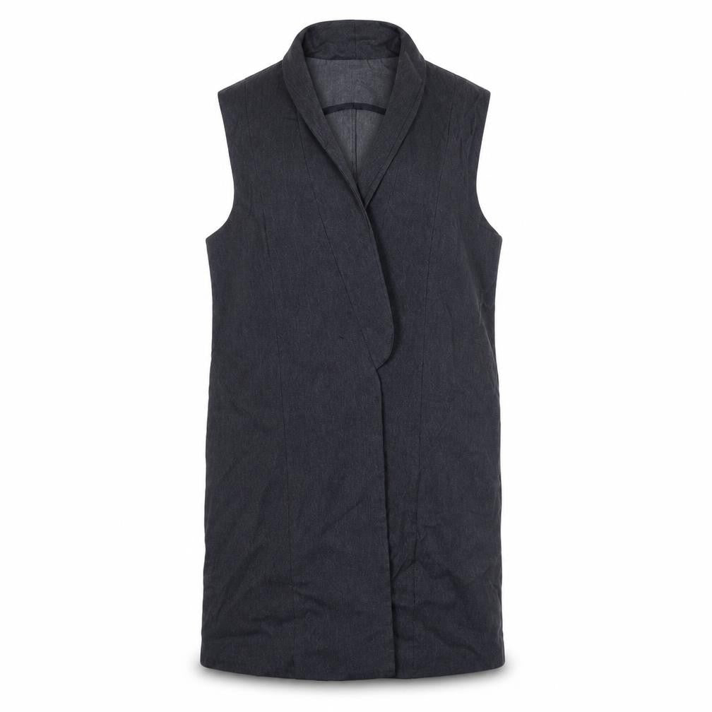 Front view of triesito women’s blue jacket waistcoat, size UK 14