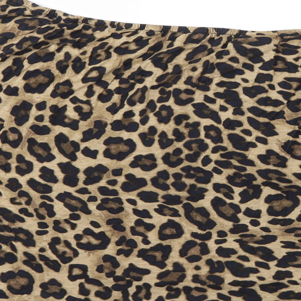 H&M Womens Brown Animal Print  Basic Blouse Size 2XL