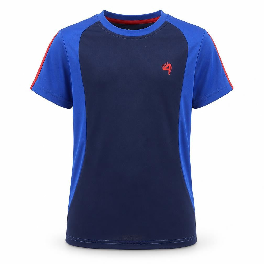 Front view of Forty4 boys’ blue basic t-shirt, size 10-11, years