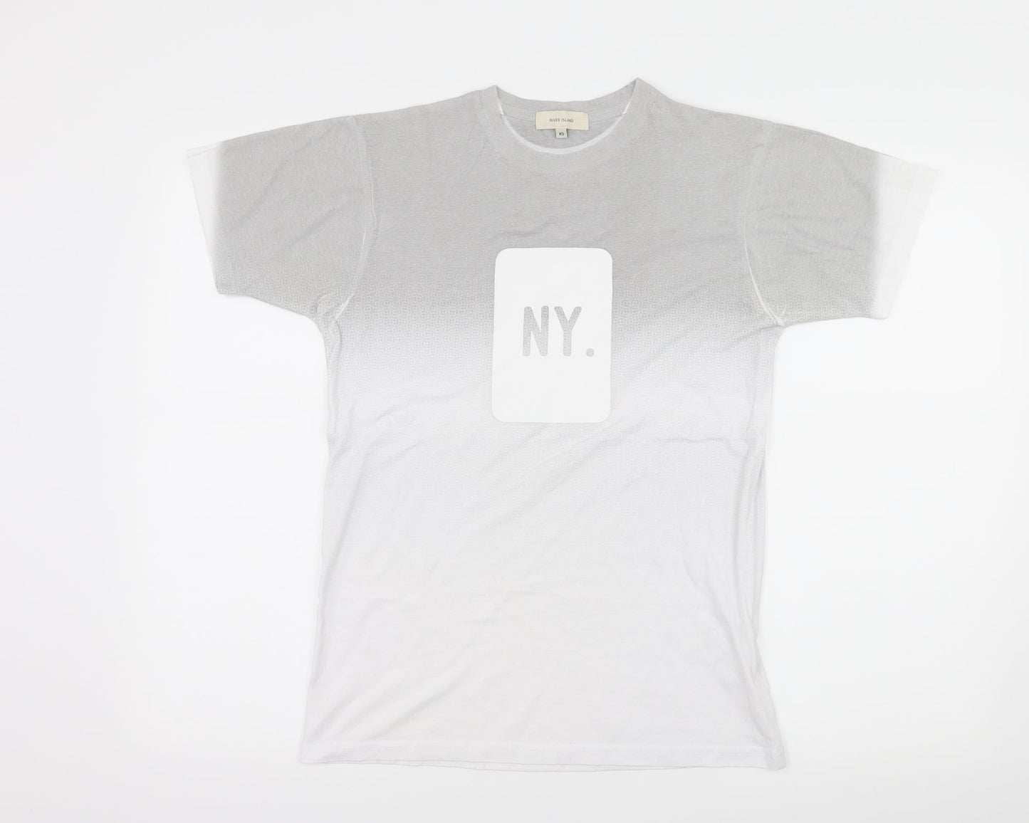 River Island Womens White Geometric Jersey Basic T-Shirt Size XS  - NY
