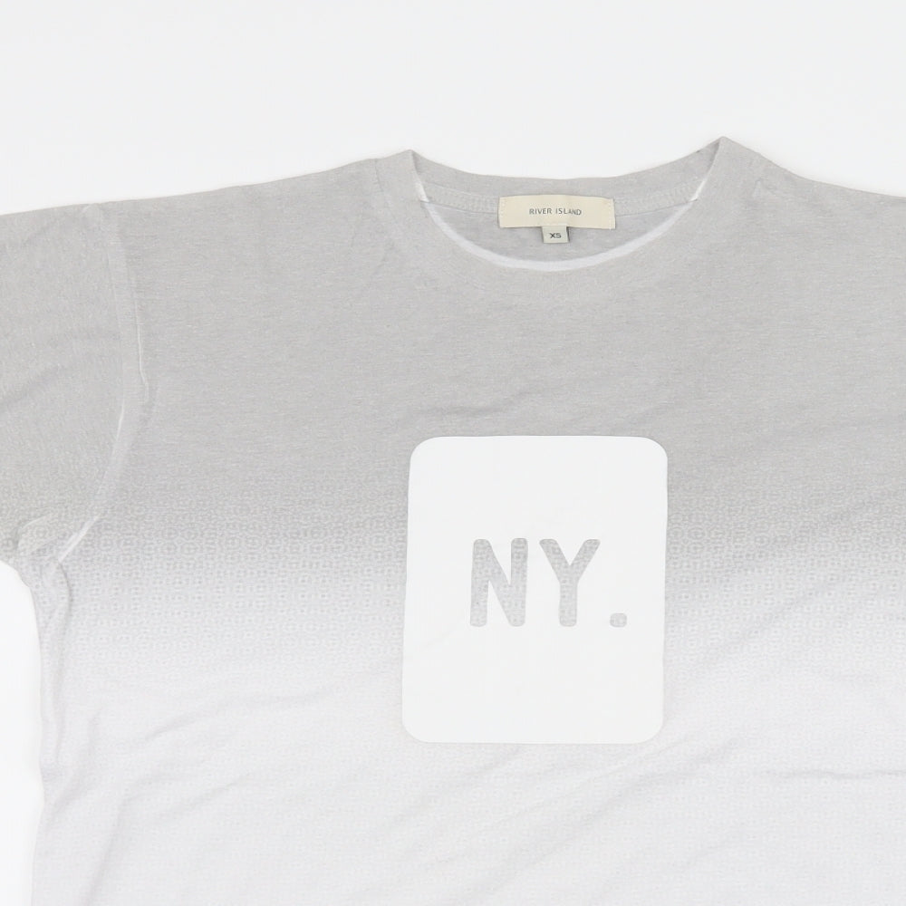 River Island Womens White Geometric Jersey Basic T-Shirt Size XS  - NY