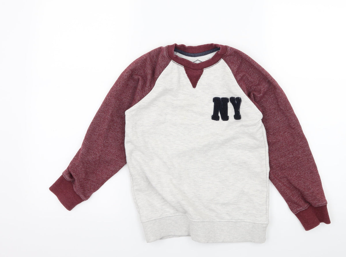 Additional front view of Matalan boys’ grey colourblock jersey pullover sweatshirt, size 9, years - ny