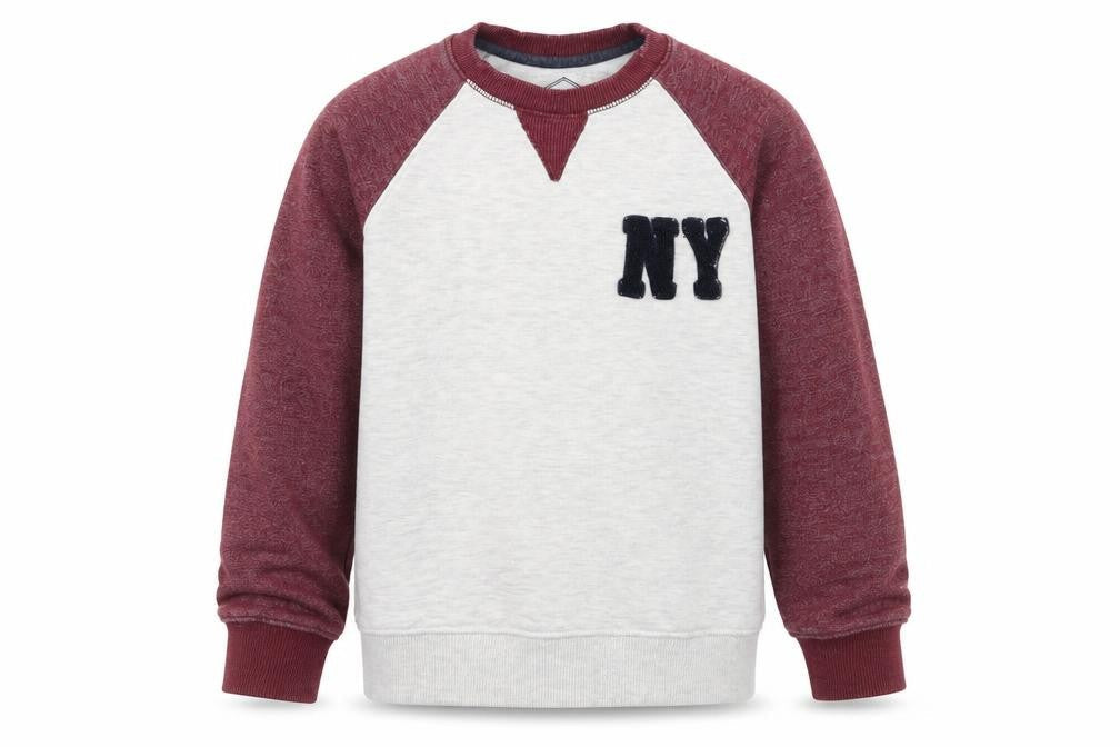 Front view of Matalan boys’ grey colourblock jersey pullover sweatshirt, size 9, years - ny
