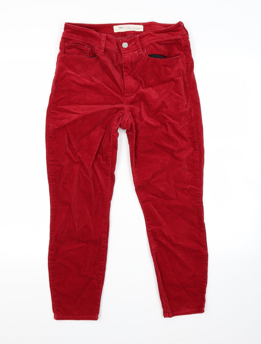 Gap Womens Red  Velour Skinny Jeans Size 27 in L23 in