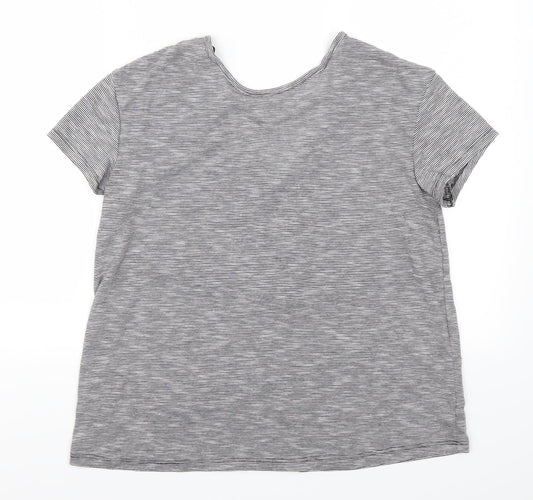 H&M Womens Grey Striped  Basic T-Shirt Size M