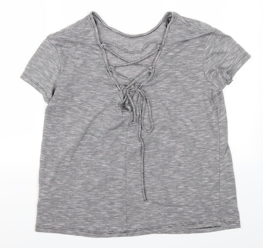 H&M Womens Grey Striped  Basic T-Shirt Size M