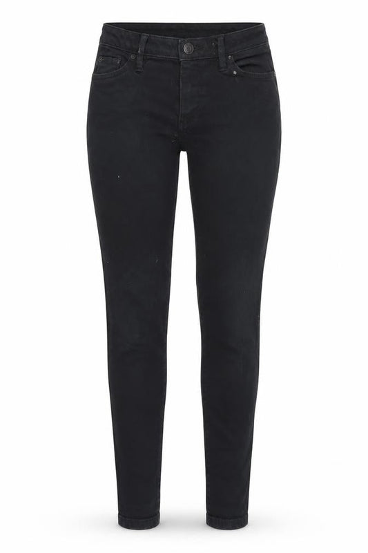 Front view of ESPRIT women’s black denim skinny jeans, size UK 26, in, 29.5-inch leg