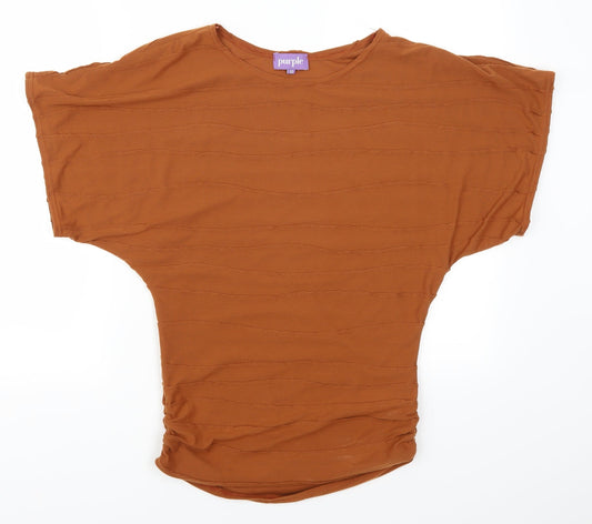 Purple Womens Brown   Basic T-Shirt Size 10