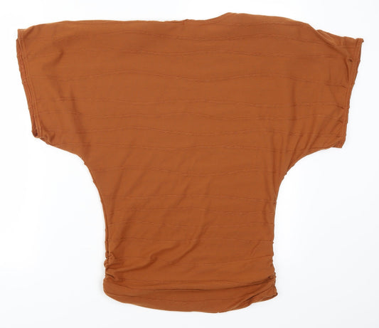 Purple Womens Brown   Basic T-Shirt Size 10