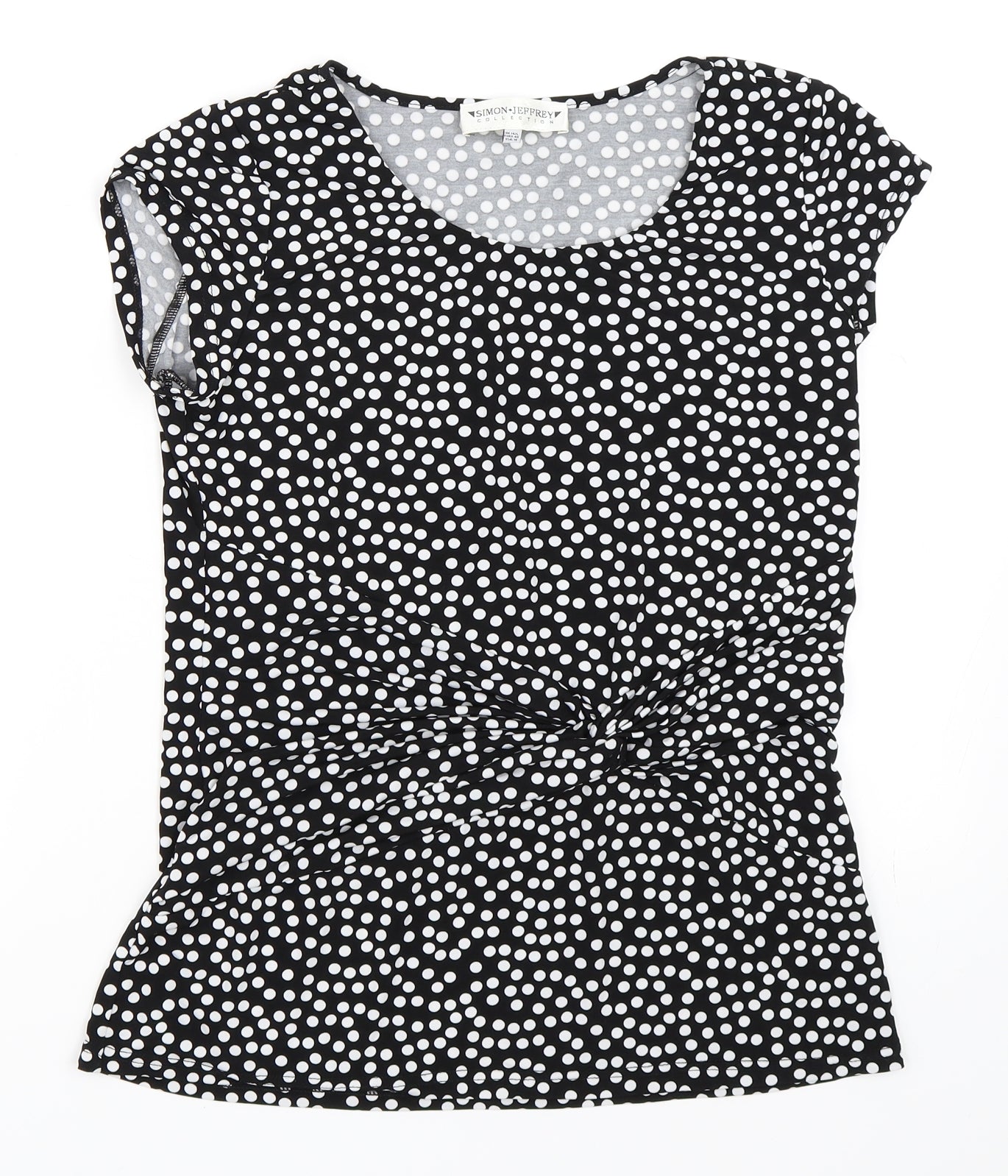 Simon Jeffrey Womens Beige Polka Dot  Basic T-Shirt Size 14