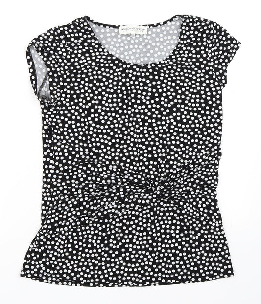 Simon Jeffrey Womens Beige Polka Dot  Basic T-Shirt Size 14
