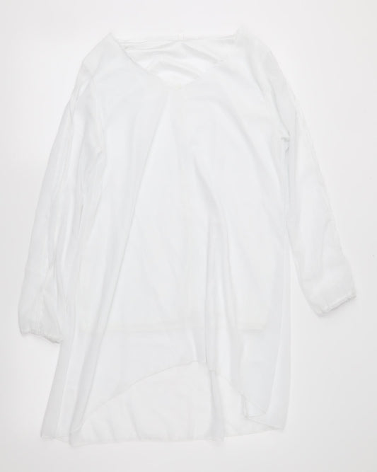 Preworn Womens White  Chiffon Basic Blouse Size XL