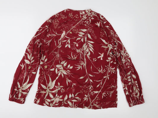 Oysho Womens Red Floral  Basic Blouse Size S
