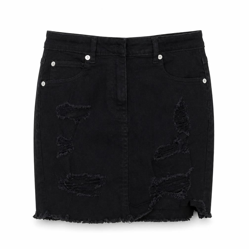 Front view of New Look women’s black mini skirt, size UK 10